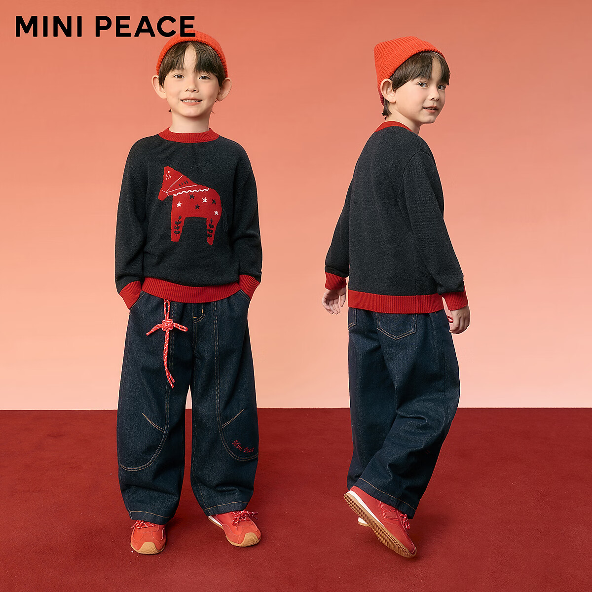 MiniPeace太平鸟童装春新男童牛仔长裤FAHAG110W 牛仔中黑 140