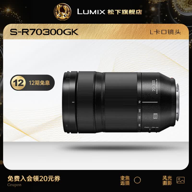 松下（Panasonic） 70-300mm F4.5-5.6全画幅微单/单电/无反望远变焦长焦镜头 【L卡口】S-R70300GK
