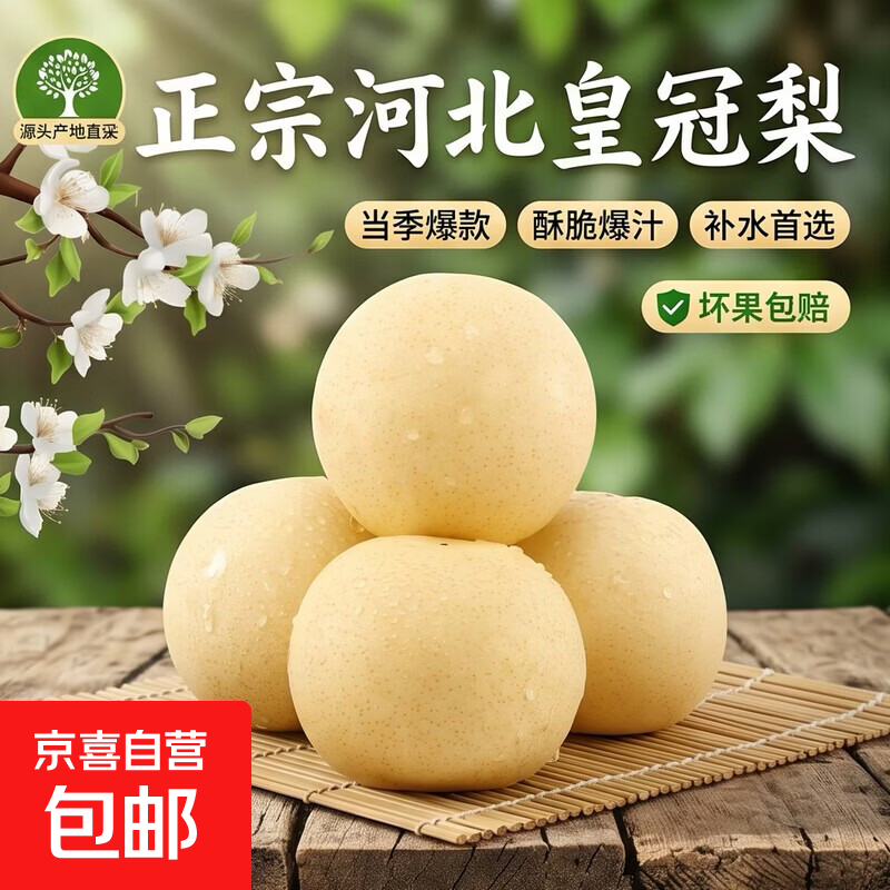 京喜加河北赵县冰糖黄冠梨冰糖雪梨水果新鲜化痰止咳皇冠梨产地直发 带箱2斤（净重1.7斤）