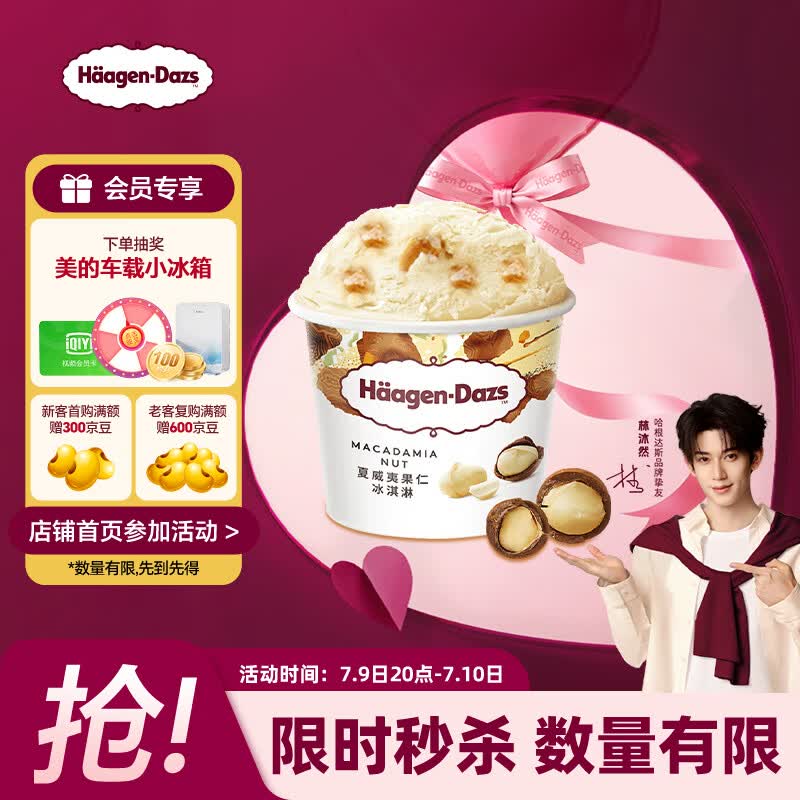 哈根达斯（Haagen-Dazs）经典夏威夷果仁口味冰淇淋 100ml/杯 雪糕