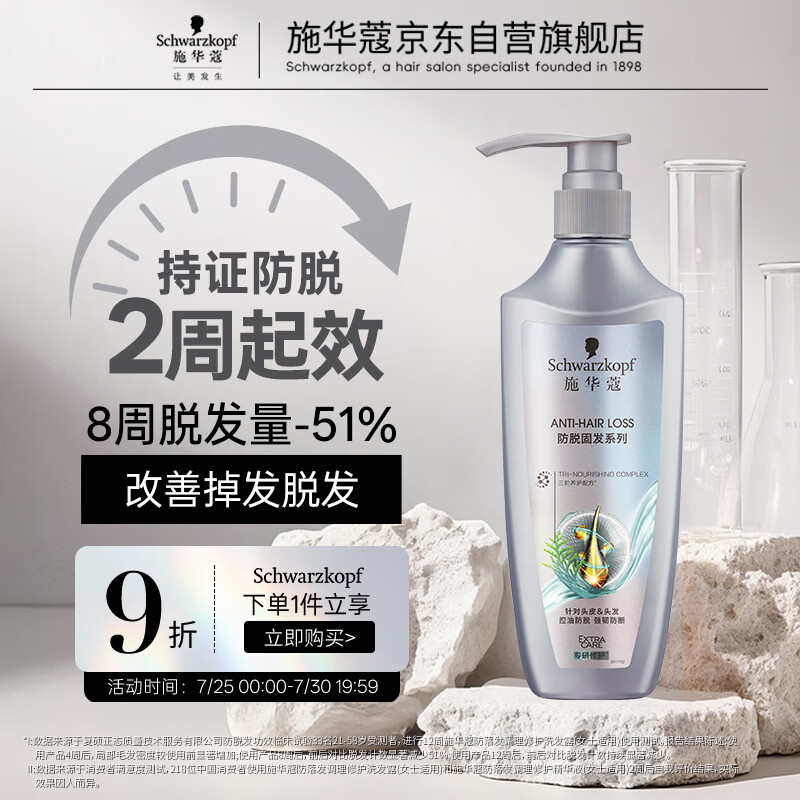 施华蔻（Schwarzkopf）防脱固发护根控油柔顺洗发水600ml(无硅油 蓬松 防掉发 男女)