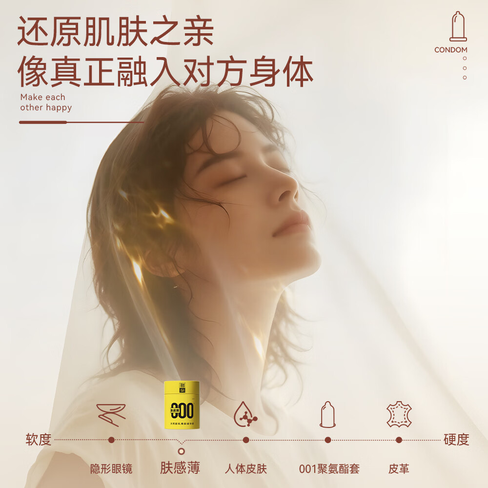 羽感 肤感避孕套 超薄000裸感玻尿酸安全套情趣超润情侣成人用品byt 【肤感薄10只】肤感薄10只