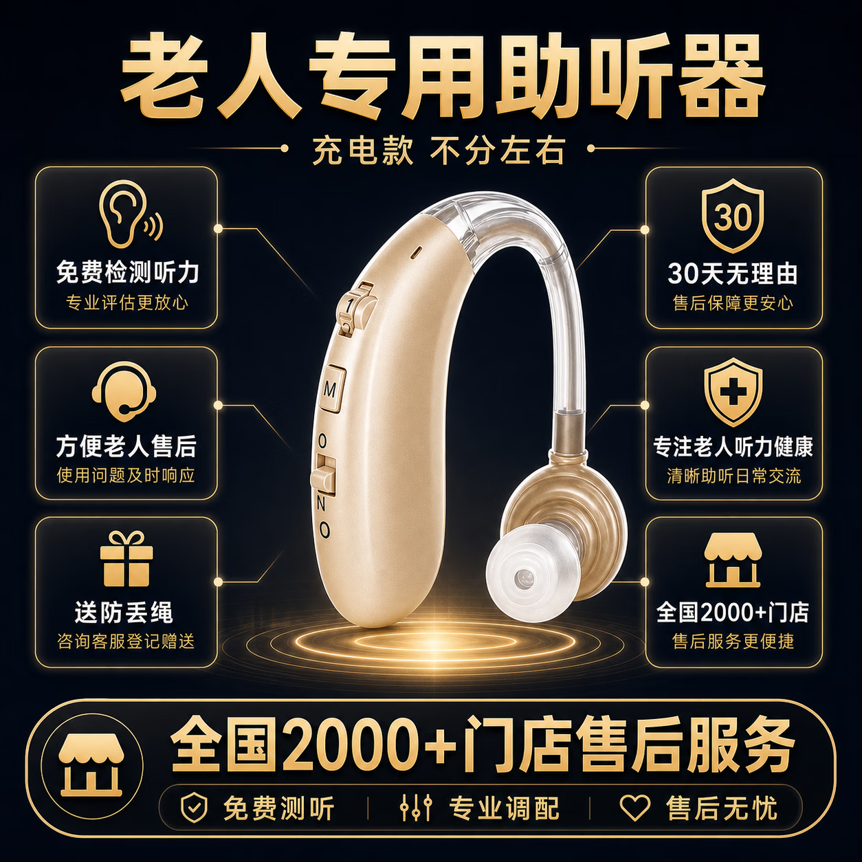 自然之声充电款长续航老人助听器充电款A-360老年人耳聋耳背专用正品 充电款 | 大功率 | 单耳1支