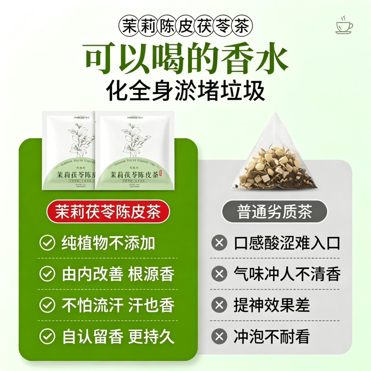 另善堂茉莉花陈皮茯苓茶排浊气体香花茶中药材祛湿喝出体香养颜水养生茶 【体香来了】茉莉茯苓陈皮茶 200g*4盒 【茶色清香】茉莉花陈皮茯苓茶