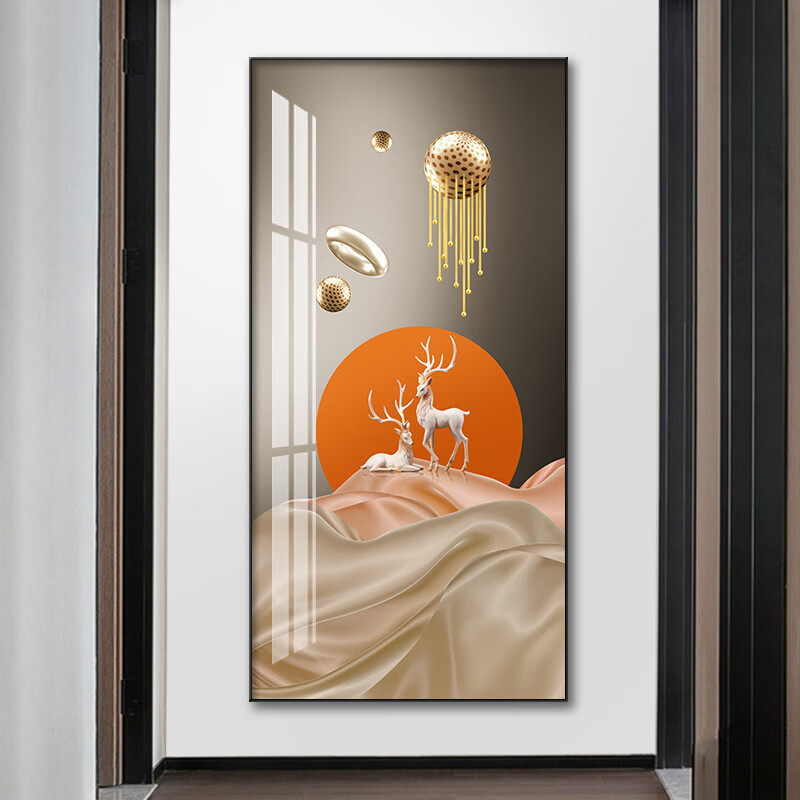 恒几 玄关竖版装饰画马到成功入户玄关装饰画寓意好现代简约大气高端