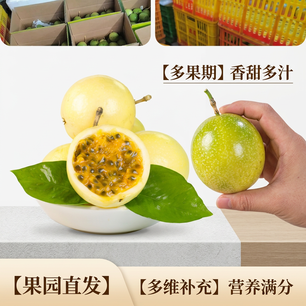 广西百香果水果生鲜当季应季特产钦蜜9号黄金百香果 特大果70-90g净果8.5斤装