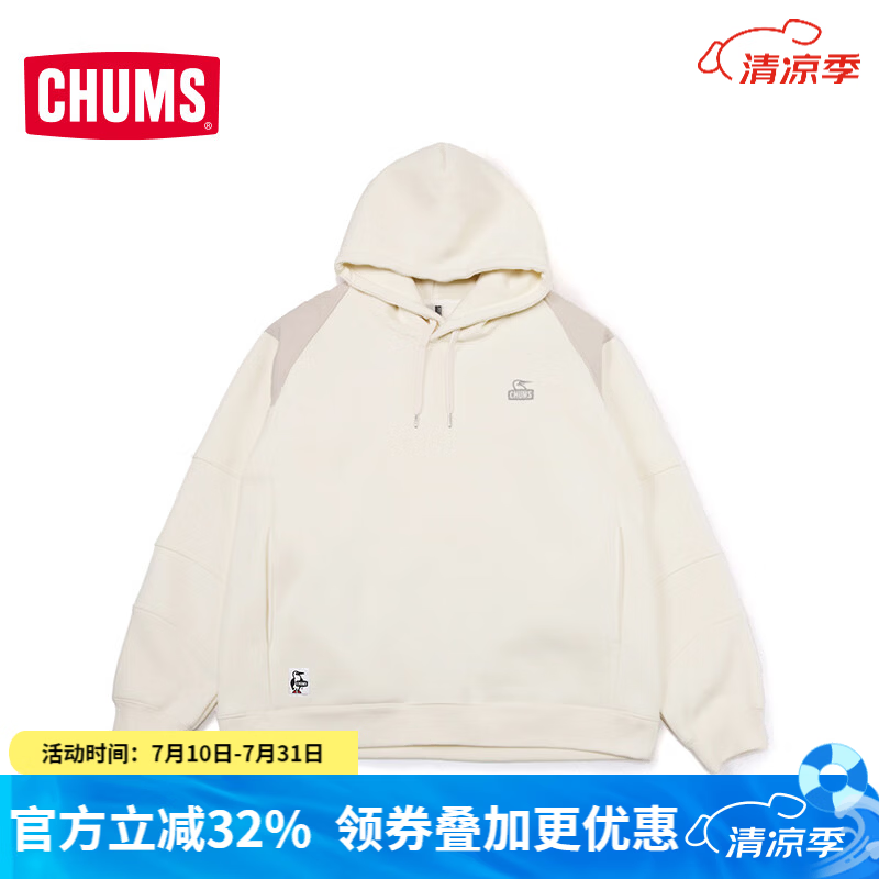 CHUMS洽洽鸟户外休闲连帽卫衣加绒百搭男女款套头帽衫CH00-1458 CH00-1458-W001 （厚绒） S/165