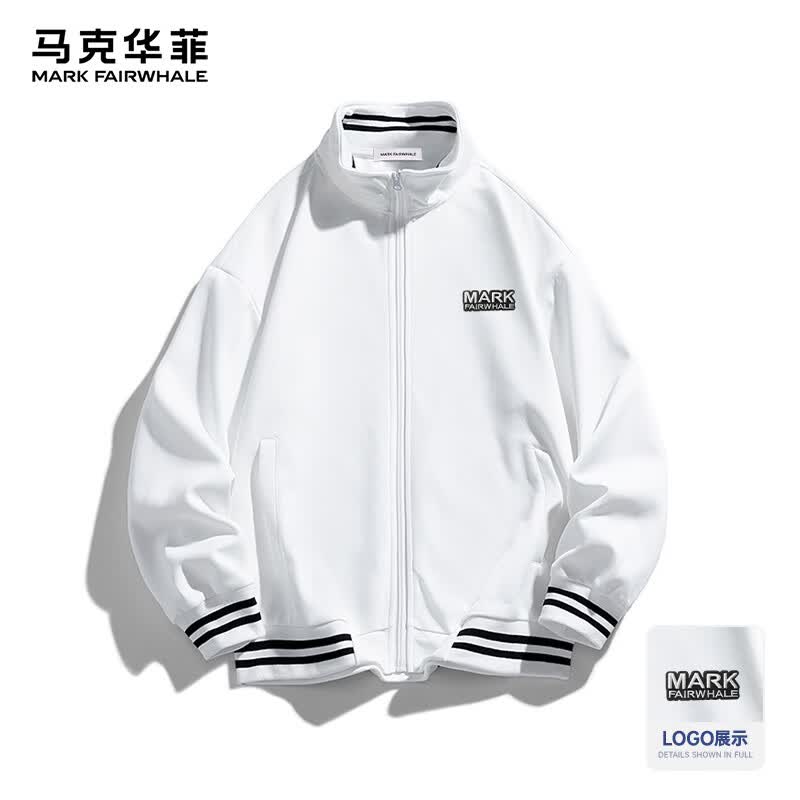 马克华菲（MARK FAIRWHALE）卫衣男春秋季宽松透气户外休闲潮流百搭套头上衣 白色    L   
