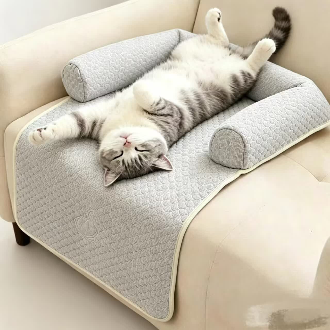 夏季清凉宠物沙发垫四季通用防滑不沾毛猫狗睡觉用睡垫 灰色冰豆豆垫子 80*60