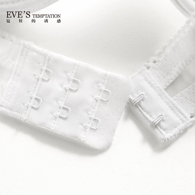 夏娃的诱惑绽放组性感蕾丝聚拢文胸舒适透气三角裤女士内衣套装女薄款胸罩 白色 85C 配三角裤XL码