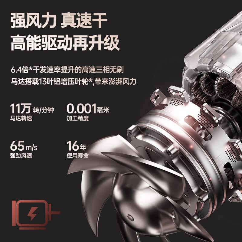 戴森德乐【新款学生宿舍】吹风机家用静音负离子大功率不伤发800w1200w安全不断电电吹风速干酒店批发送礼 学生款【哑光黑】1200w蓝光护发