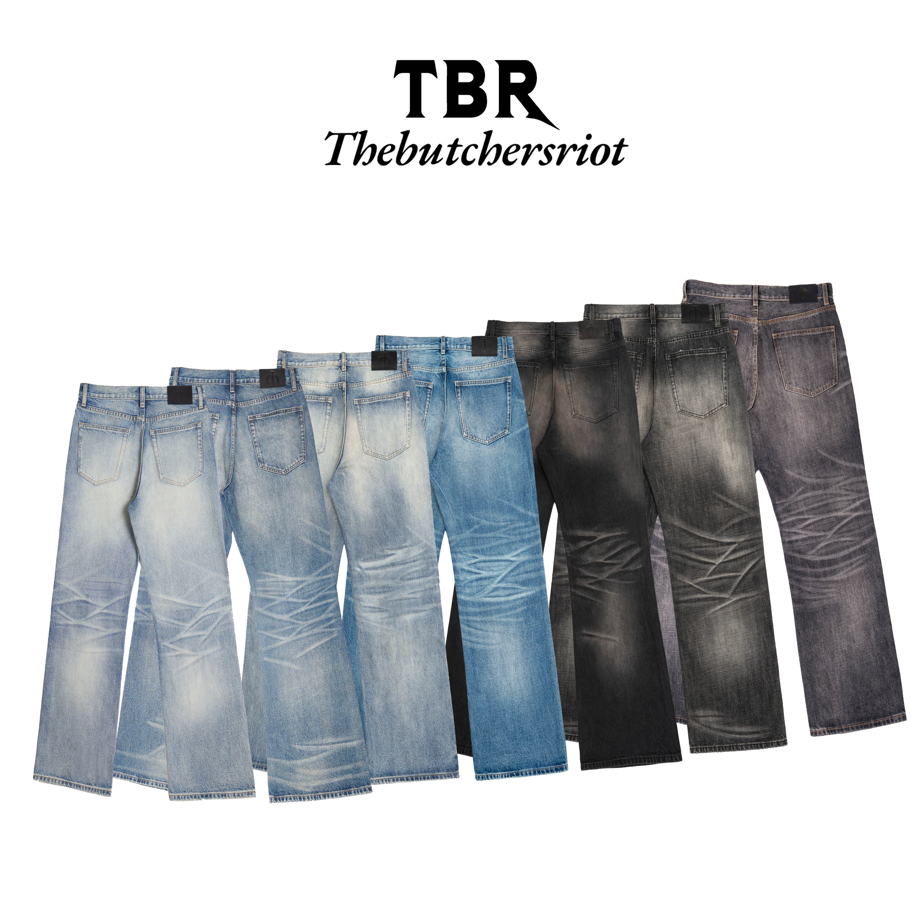 TBR围剿牛王 黑棕红646内华达奶油中度毛羽蓝宽松直筒版型牛仔裤 炭灰 L