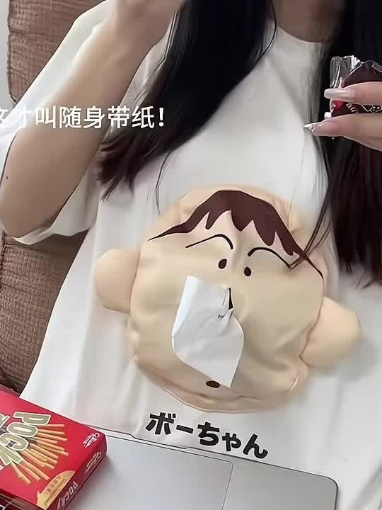 重磅搞怪卡通可爱阿呆可以放抽纸的t恤学生情侣春秋表情包短袖男 邦邦抽纸长袖卫衣 4XL