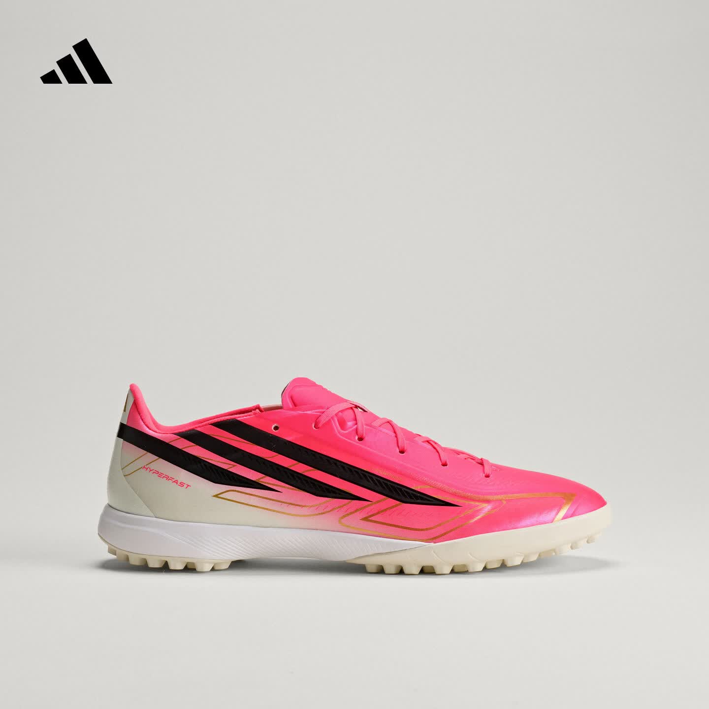 adidas F50 HYPERFAST LEAGUE TF室外硬地碎钉足球鞋男女阿迪达斯   漩涡荧光红/黑色/金   42