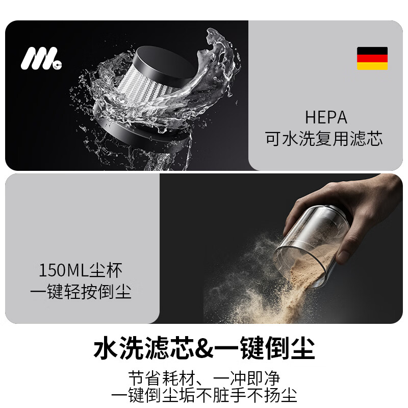 MOLICOX德国品牌丨车载吸尘器手持车用大吸力汽车小型无线吸吹一体机家用桌面床上随手吸宠物吸猫毛神器 酷吸-黑-顶配丨1.5WPa+整套吸吹配件+滤芯3+高级收纳包 德国品质丨海外爆款丨多国博主测评推荐丨车家宠全三用