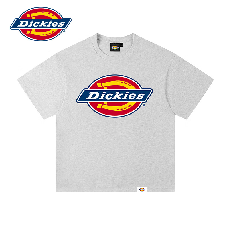 Dickies帝酷适T恤男短袖经典LOGO圆领印花宽松纯棉透气半袖上衣男女同款 黑色 【官方正品】 L 175-180cm/70-80kg