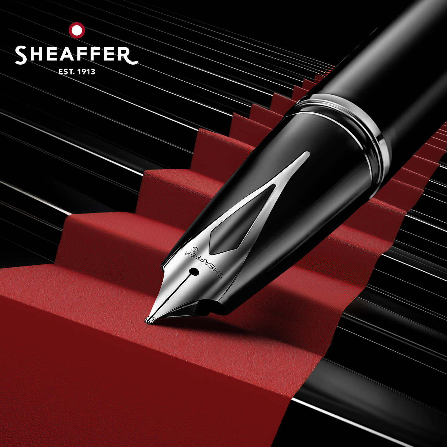sheaffer/犀飞利LEGACY遗产复刻传家嵌入式笔尖钢笔男士高档商务办公送礼收藏礼盒M尖0.7mm 黑珐琅银夹M尖
