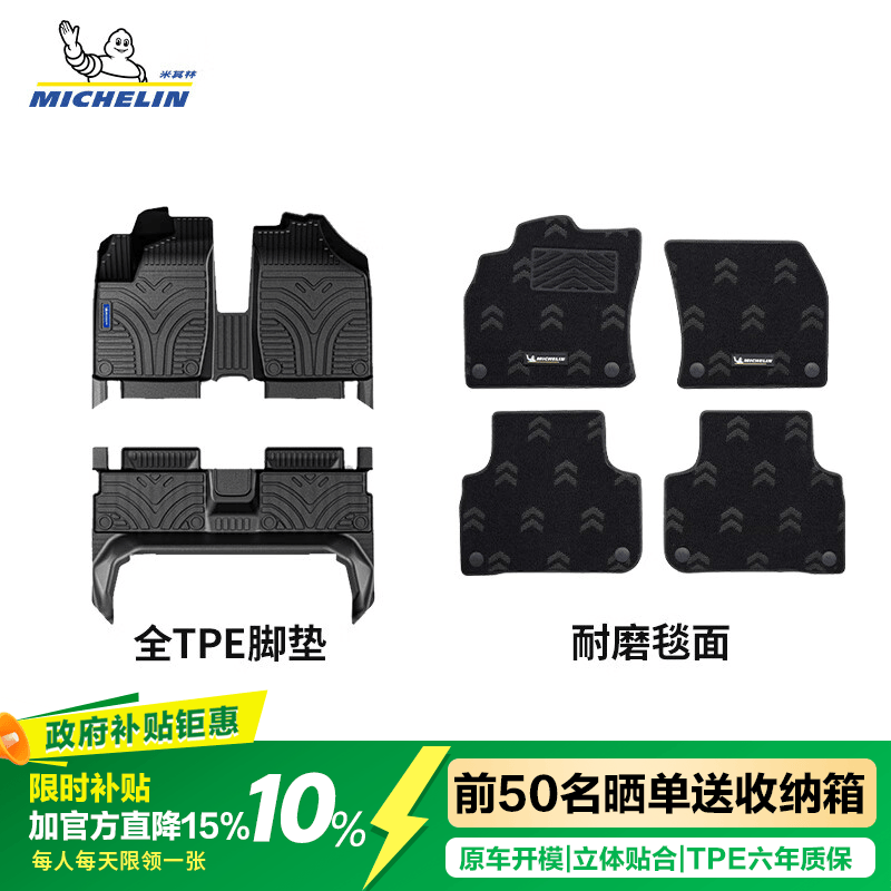 米其林(MICHELIN)汽车脚垫适用于哪吒U/PRO 哪吒V 哪吒S TPE专车专用环保健康脚垫 哪吒V 【21-22款】 双层脚垫 京东折扣/优惠券