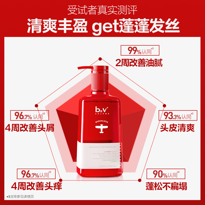b2v红藻无硅油洗发水止痒蓬松男女士清洁洗发露洗发膏 400ml-止痒蓬松