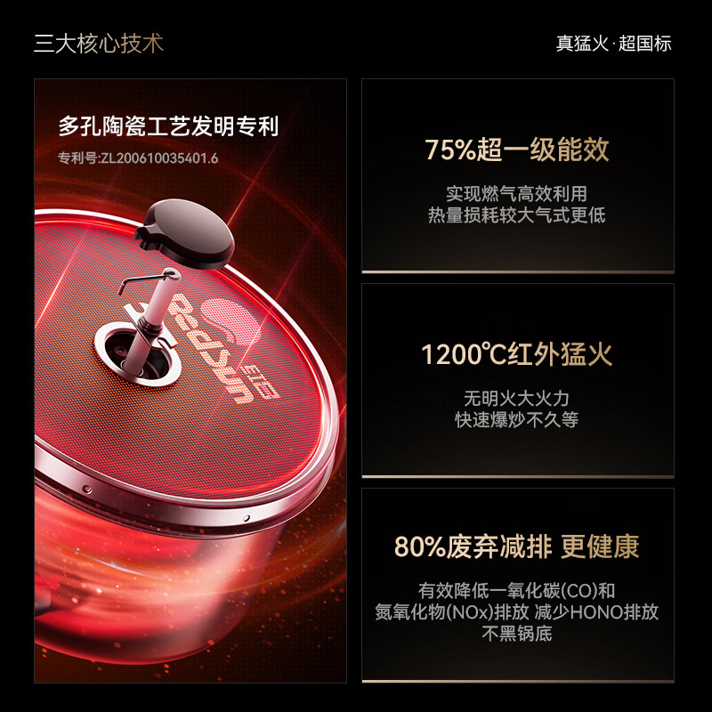 红日(RedSun)定时猛火聚能红外线燃气灶具高热效率家用一级能效节能省气 超一级节能75%高热效率定时红外灶 DZ5 天然气