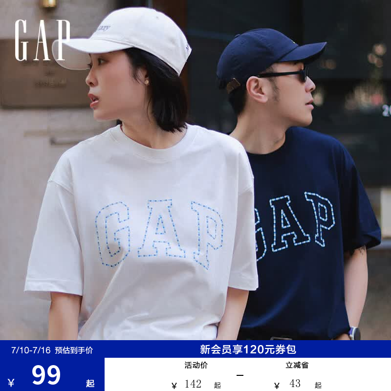 盖璞Gap男女装2026春季新款纯棉logo字母宽松短袖T恤百搭上衣 白色 868224 M (170/92A)亚洲尺码