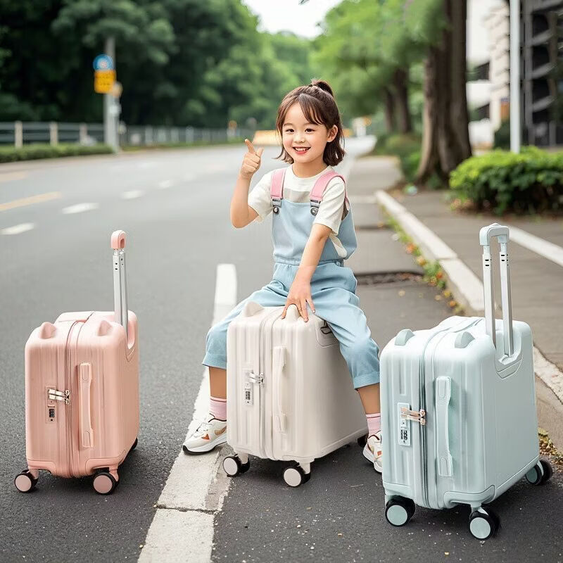 多伦保罗行李箱小型儿童可坐骑女孩小学生轻便旅行箱可爱拉杆箱男 可骑行+加厚+静音轮【奶酪黄拉链款】 22寸【遛娃神器可坐可骑可收纳】承重120斤