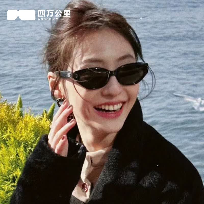 四万公里猫眼墨镜女款2026新款高级感方圆脸显脸小偏光镜防紫外线太阳眼镜