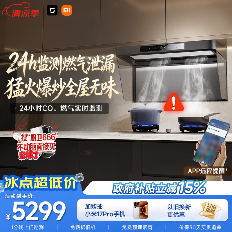 米家小米抽吸油烟机炉灶套装净烟机P2以旧换新上门安装家用大吸力 【高热效燃气灶套装】MJ06CY