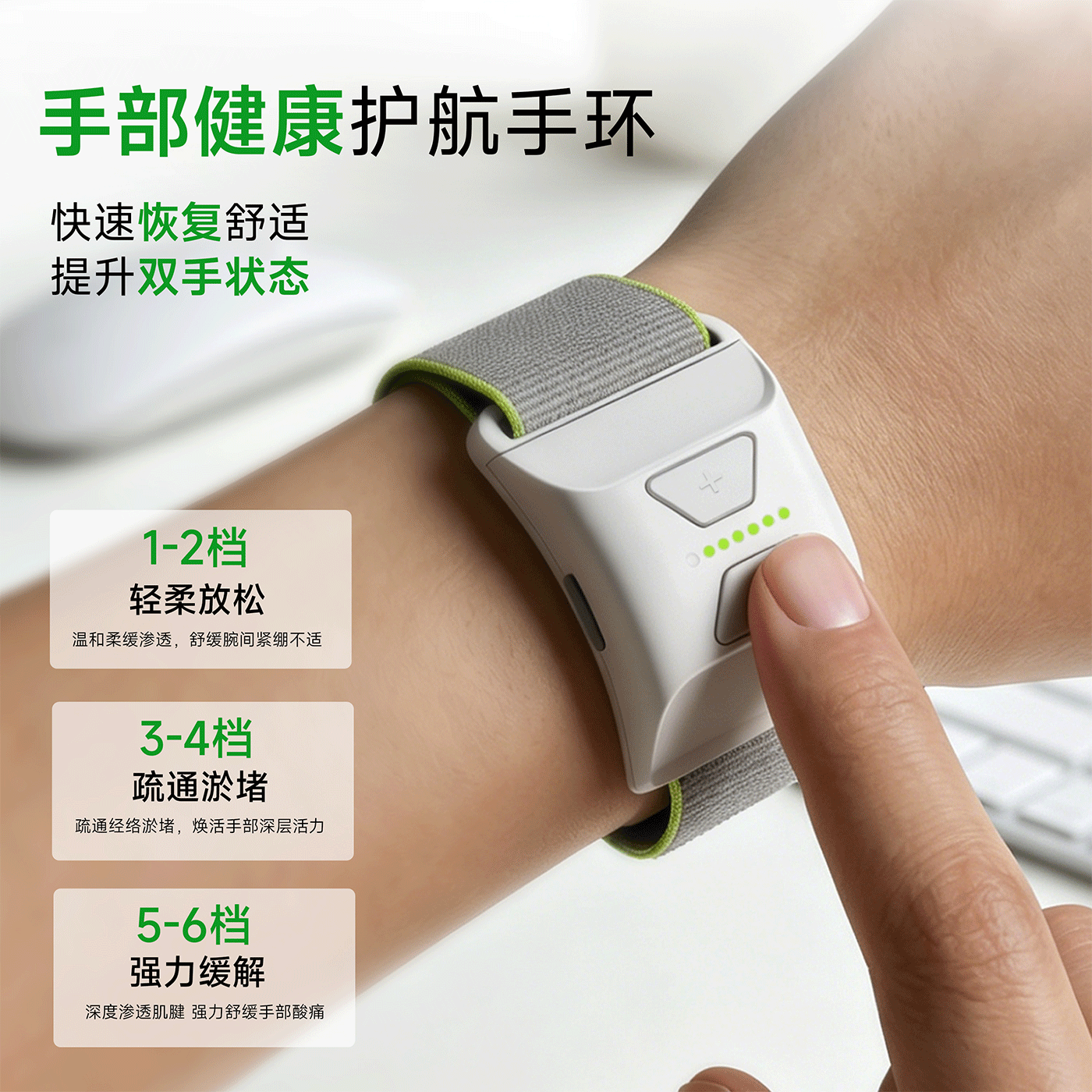 KANDWIN PRO手腕按摩器手部按摩仪腱鞘炎护腕大拇指痛脉冲理疗鼠标手妈妈手办公室好物 雾白