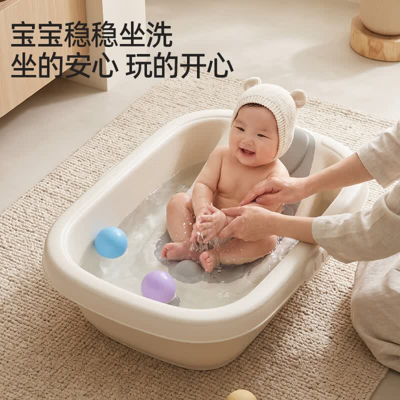 iuu婴儿洗澡盆一体式 宝宝浴盆 大号洗澡神器躺托沐浴架新生儿护理台 【免折叠/防发霉】一体式浴盆（自带浴架）+大礼包 材质：食品级PP原料，无添加回料