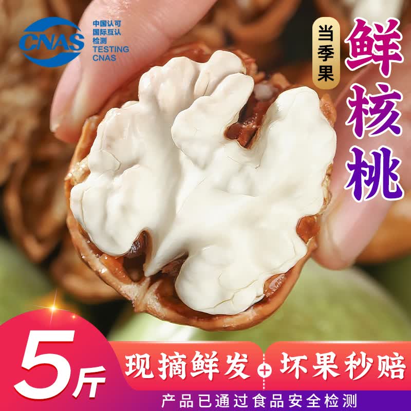 鲜级佳 新鲜核桃去青皮核桃大凉山当季水果老树薄纸皮湿核桃孕妇生核桃 果农手挑精品果丨【送夹子】 5斤装【爆款推荐-80%选择】去青皮丨净重4.5斤
