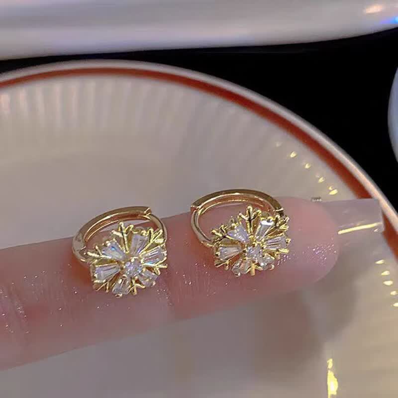 精致雪花耳环女轻奢小众设计爆款简约耳扣高级感耳饰422 爆闪雪花耳环1对【精美礼盒装】