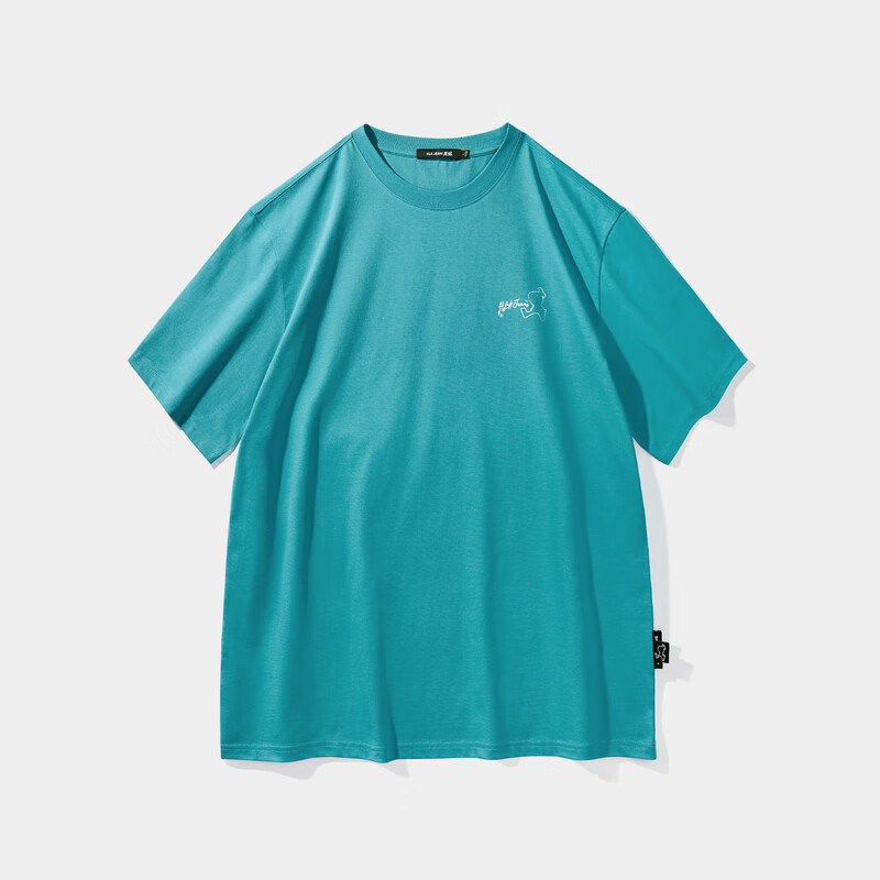 黑鲸【海澜之家旗下】黑小鲸印花短袖T恤男夏季时尚微阔圆领套头衫短t 湖蓝花纹13 175/92A(L) 推荐69-75kg