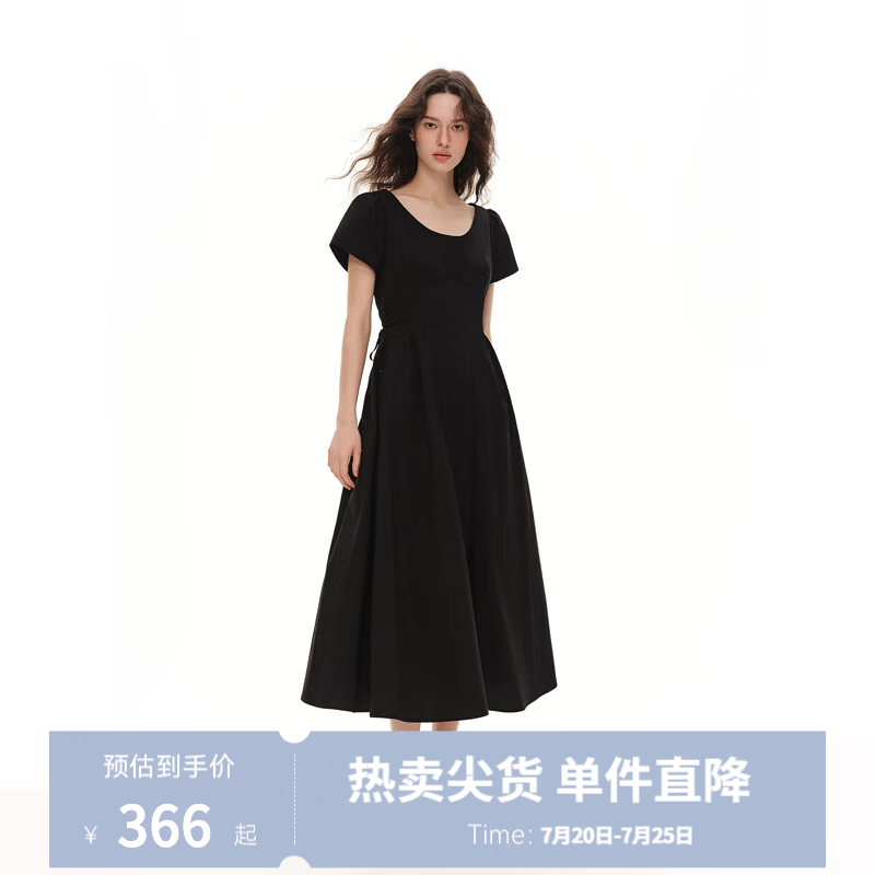 独束分身型微定制微皱肌理感显瘦小黑裙2026夏新款短袖修身连衣裙 赫本黑 M -B1