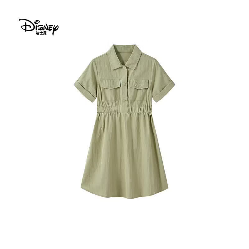 迪士尼(Disney)童装女童连衣裙2026夏季新款儿童公主裙女孩短袖裙中大 绿色(ZYA2SQ023) 160 【建议身高155-160cm,体重85-100斤】
