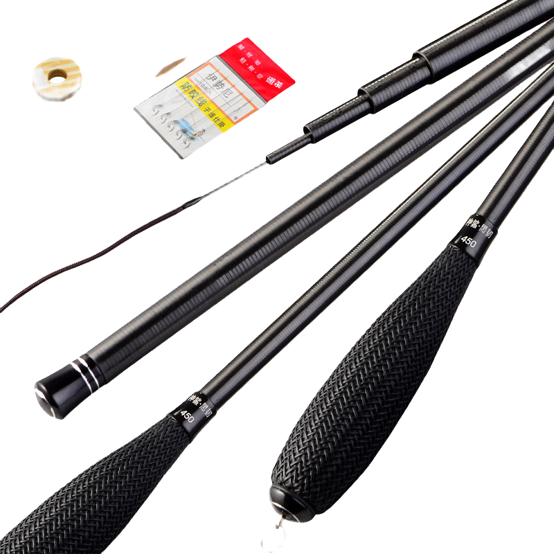 神鯊黑韌魚竿手竿5.4米超輕超細碳素鯽魚竿37調(diào)釣魚竿臺釣竿漁具套裝