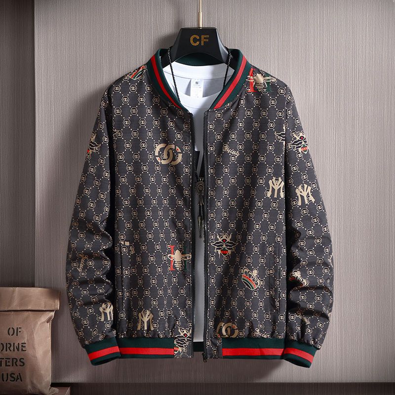 angelgonzales春夏季新款夹克男加肥加大码中青年胖子立领外套男装