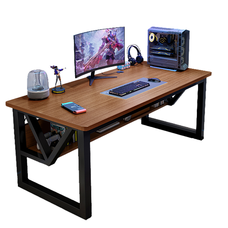 赛杉电脑桌台式家用电脑桌卧室电脑桌台式电脑桌桌子电脑桌写字书桌 【升级款带层架-加粗钢架腿】 黑橡木色140cm