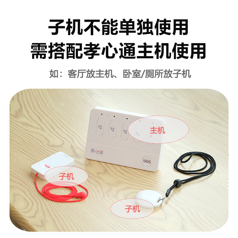 分音塔孝心通呼叫器 老人安全报警器敲击声智能语音呼救器一键SOS求救报警 双向免费对讲 方言呼叫 拉绳子机【需绑定主机使用