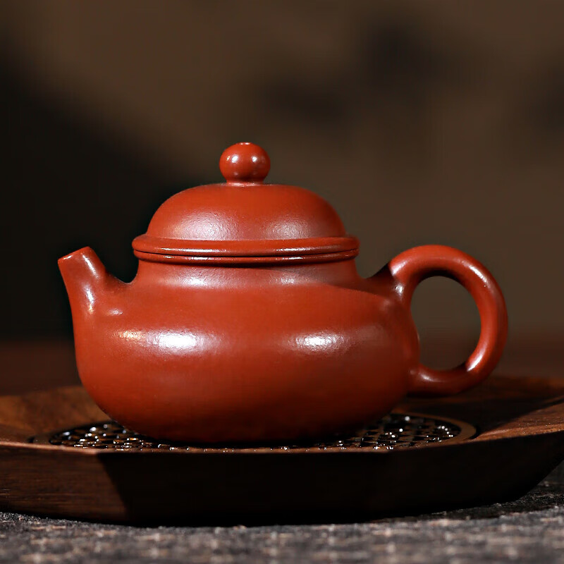 百年利永宜興紫砂壺純?nèi)止ぴV朱泥容天壺功夫茶具泡茶壺家用110ml