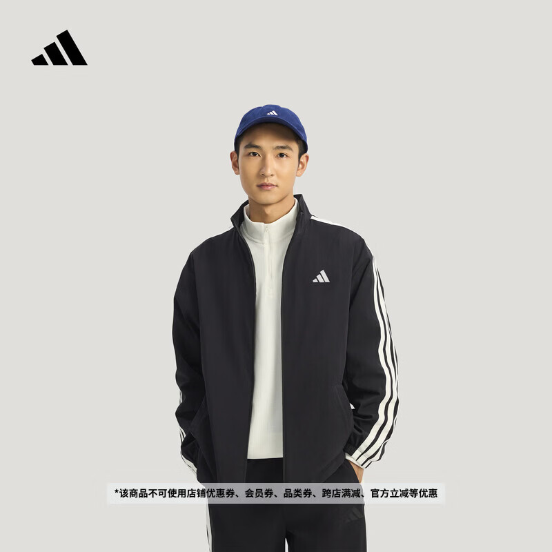 adidas拒水舒适潮流休闲加绒夹克外套男装秋冬新款阿迪达斯轻运动   黑色   M