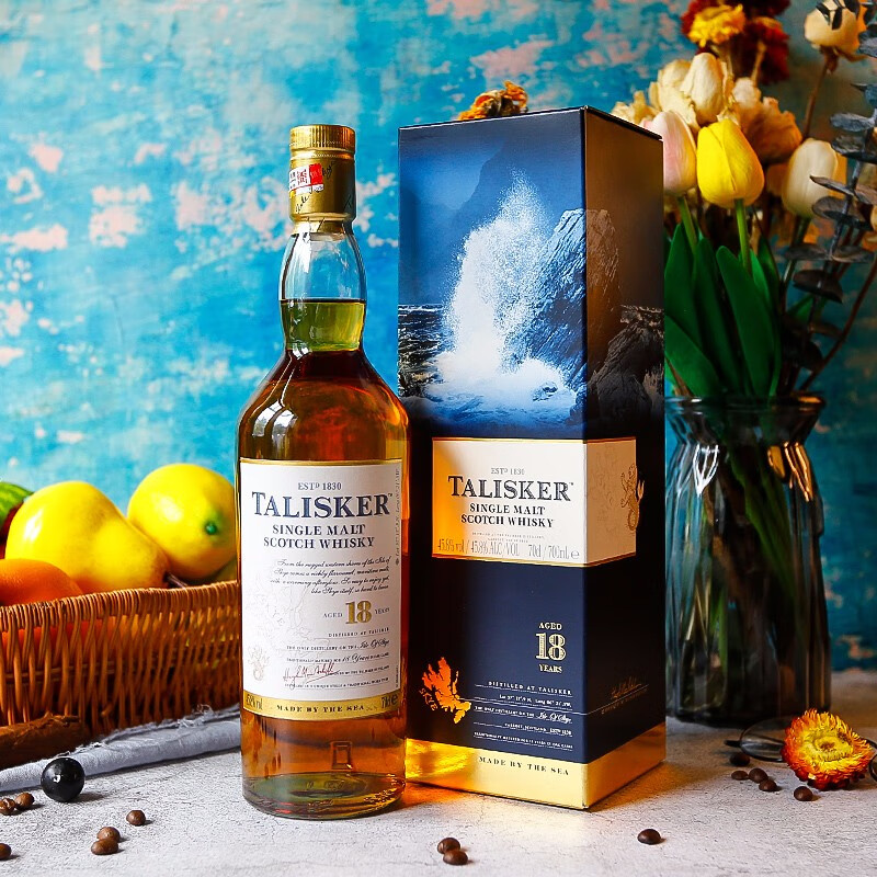【自营配送】英国进口 泰斯卡(Talisker)苏格兰单一麦芽纯麦威士忌 700ml 泰斯卡18年