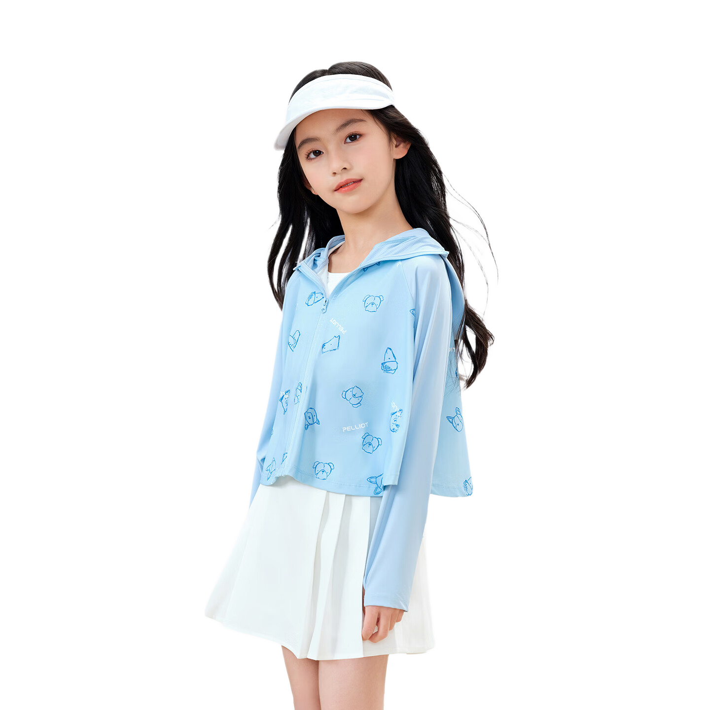 伯希和（Pelliot）户外防晒衣儿童外套夏季新款男女童冰丝透气轻薄斗篷 珠光白 130