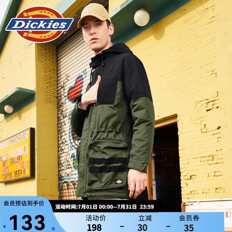 Dickies 字母印花棉衣外套 男式休闲百搭外套 棉服男 9459 黑色 （宽松版型） L
