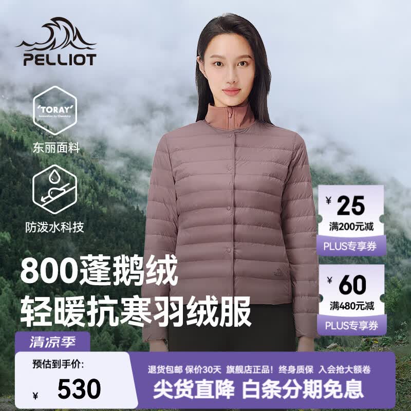 伯希和（Pelliot）伯希和户外800蓬排骨羽绒服女轻薄防风鹅绒服登山冲锋衣内胆男 【女款】柔光紫 | 800蓬鹅绒 /东丽面料 M