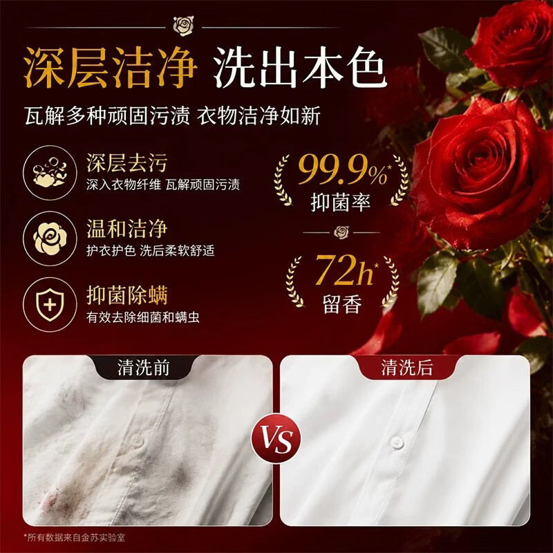 金苏5.6斤玫瑰香氛洗衣液持久留香酵素洁净家用柔顺抑菌除螨护手母婴 【玫瑰盛放持久留香】1瓶装