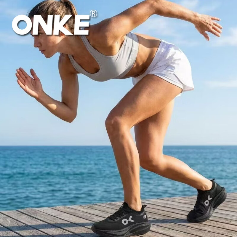 ONKE德国欧克秋季新款女运动鞋轻便透气碳板防滑耐磨缓震跑步鞋男 黑骑 38