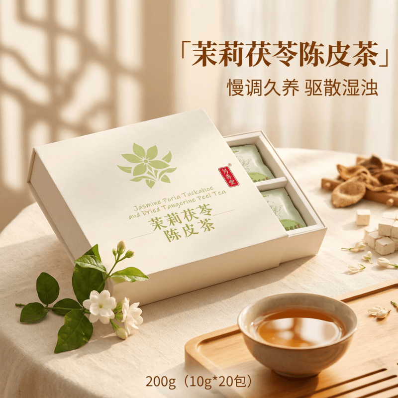 另善堂茉莉花陈皮茯苓茶排浊生香体适合女生泡水喝的组合养生茶包送礼盒 200g*3盒 20包/盒,一盒多送10包,以此类推