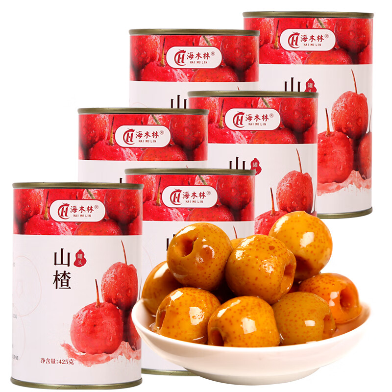 海木林 新鲜糖水山楂罐头425g*6罐整箱水果罐头商用水果捞即食零食