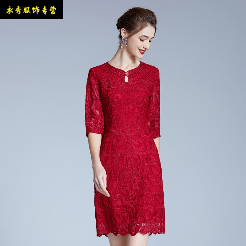 德朔高档婚礼妈妈装女儿结婚妈妈穿的礼服女春夏高贵喜婆婆装小个子